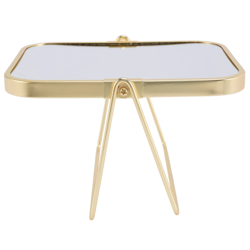 Miroir de Table Doré Rectangulaire Pivotant en Métal, 20 x 15,5 cm