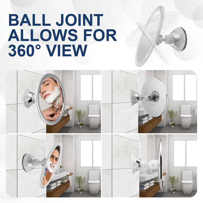 Miroir Anti-Buée Salle de Bain Rond Ventouse Pivotant 360°