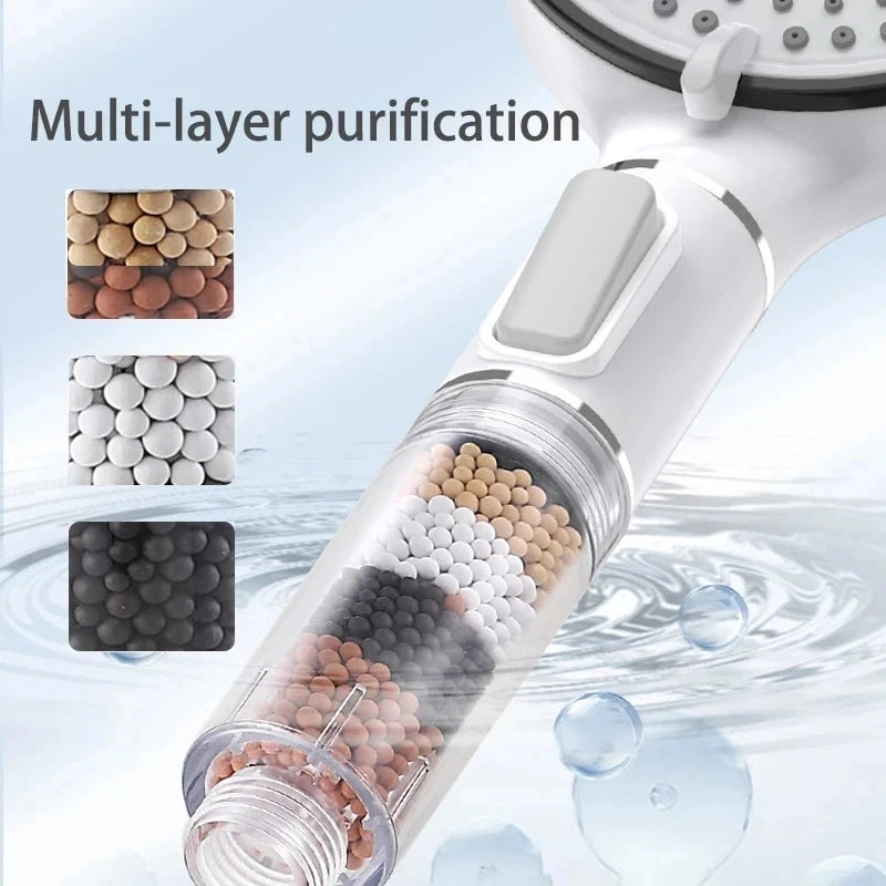 Pommeau de Douche 5 Modes à Billes Minérales, Accessoires à la Pièce
