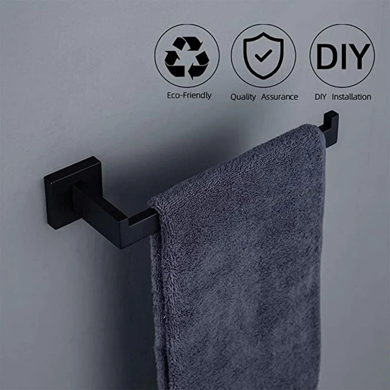 Accessoires Salle de Bain Noir Mat à la Pièce, 13 Articles