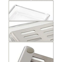 Porte-Savon Verre et Inox Auto-Drainant Rectangulaire, Doré, Noir ou Argent