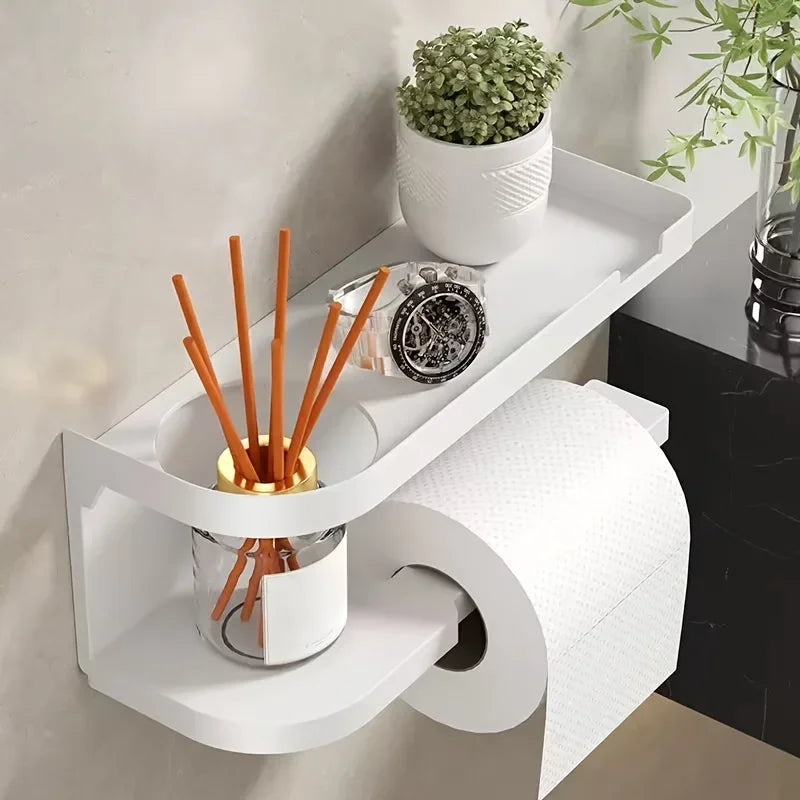 Porte-Papier Toilette Mural avec Étagère Rangement