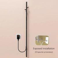 Sèche-Serviette Électrique Vertical avec Crochets et Minuterie Inox 152,5 cm