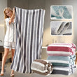 Serviette de Bain Rayée Douce 70 x 140 cm, Gris, Vert ou Rose