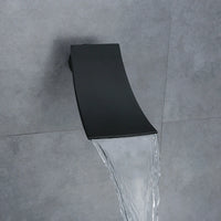 Robinet Baignoire Mural Bec Cascade en Laiton Noir Mat ou Chromé
