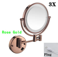 Miroir Grossissant Mural LED Double Face en Laiton 3x ou 5x