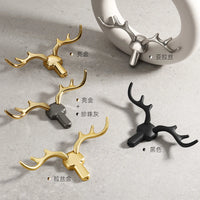 Patère Murale Bois de Cerf Alliage de Zinc Noir, Doré ou Argent