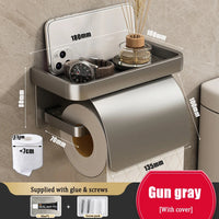 Porte-Papier Toilette Mural Aluminium avec Tablette, Noir ou Gris Anthracite