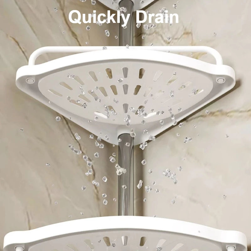 Étagère d'Angle de Douche Télescopique 4 Niveaux Sol-Plafond