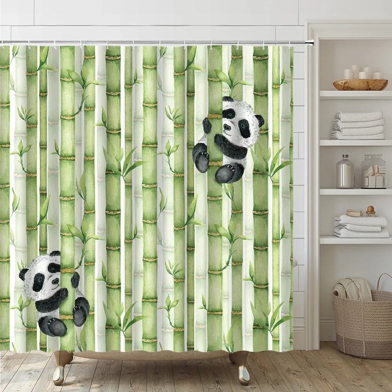 Rideau de Douche Panda 180x180 cm et Tapis Assortis à la Pièce