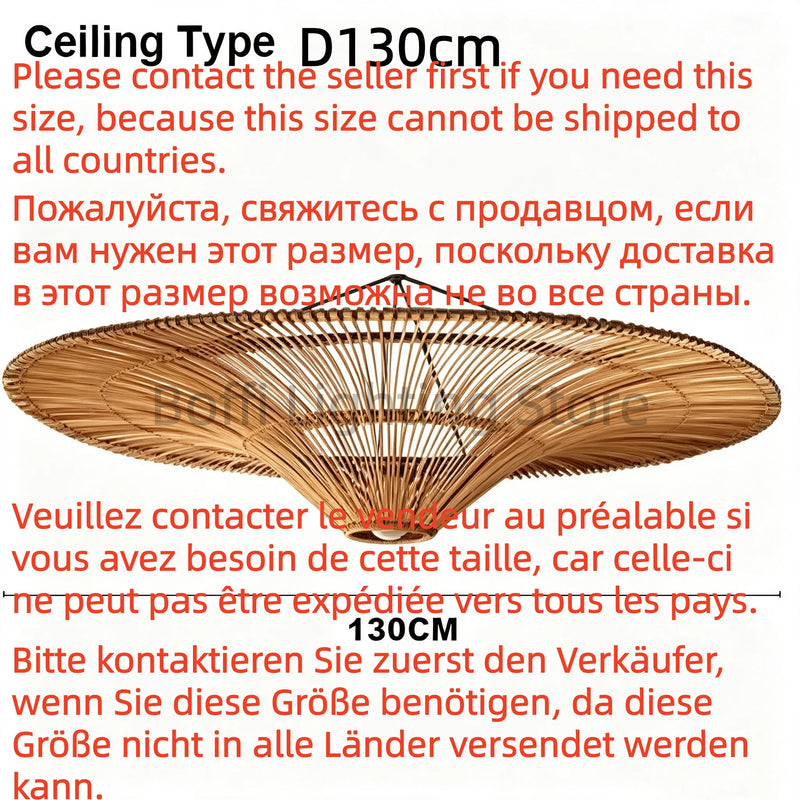 Suspension Cuisine Rotin Chapeau de Paille Wabi-Sabi, Ø 60 à 120 cm