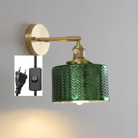 Applique Salle de Bain Verre Vert Cuivre avec Interrupteur Style Nordique