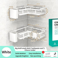 Étagère de Douche d'Angle Sans Perçage Noir ou Blanc, 2 Étagères et Accessoires