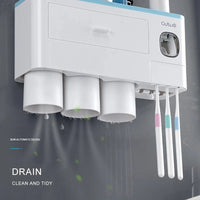 Porte-Brosse Mural Magnétique avec Tiroir et Distributeur de Dentifrice, 2 à 4 Gobelets