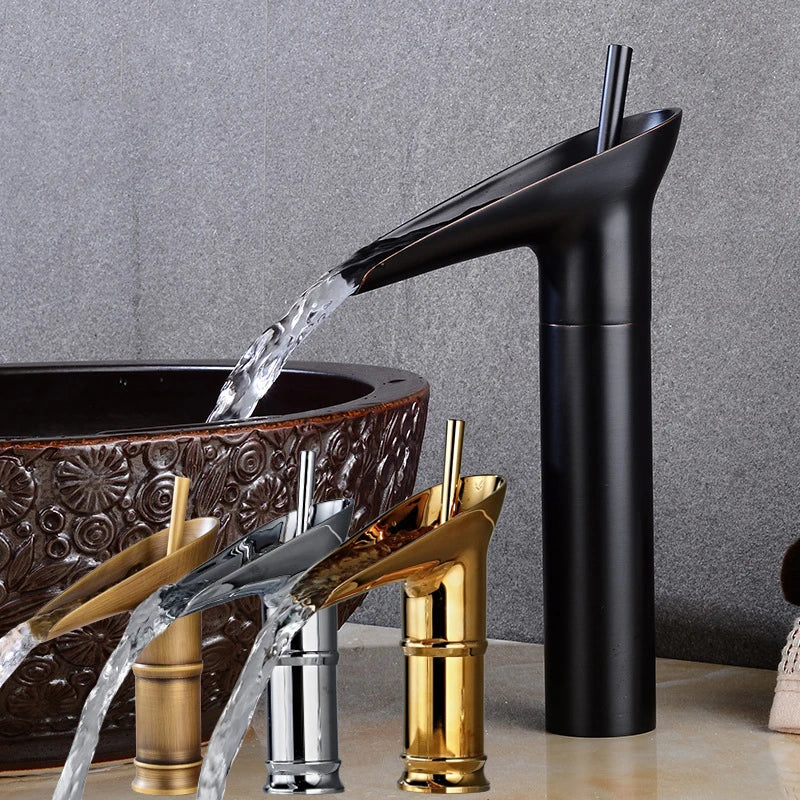 Mitigeur Lavabo Cascade Laiton Bec Haut