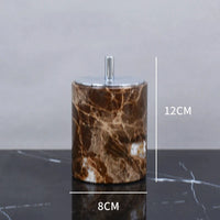 Accessoires Salle de Bain Marbre Marron Foncé à la Pièce, 9 Articles
