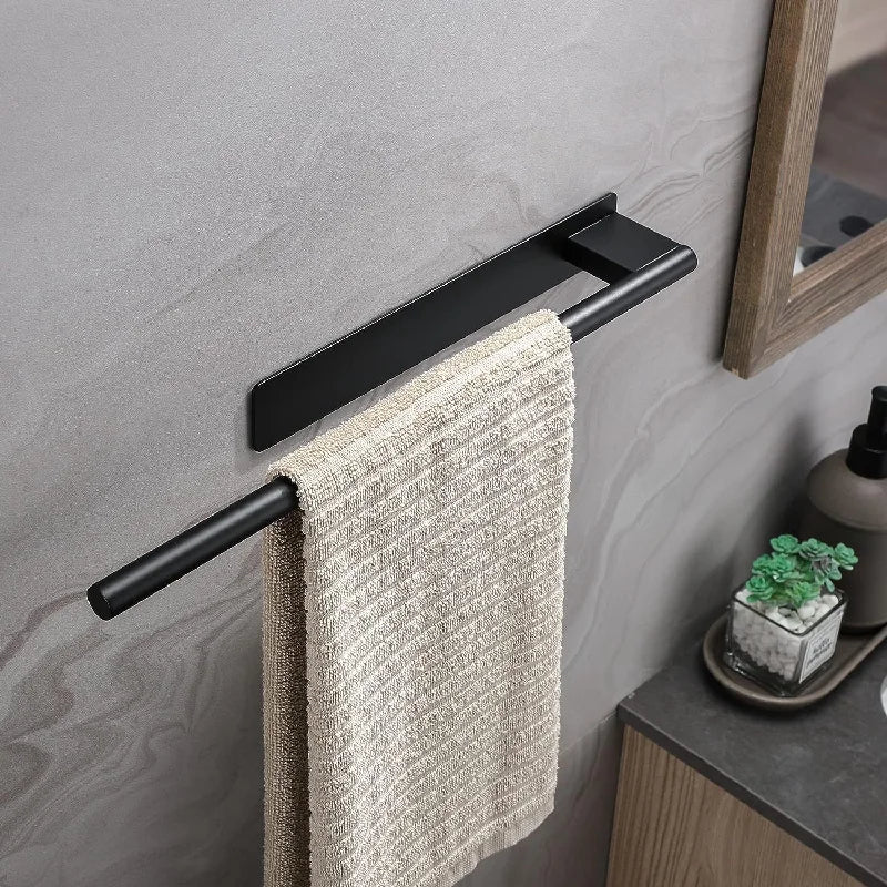 Porte-Serviette Mural Adhésif Sans Perçage Noir 39 cm