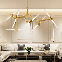 Suspension Cuisine Branches LED Doré ou Noir, 6 à 20 Lampes