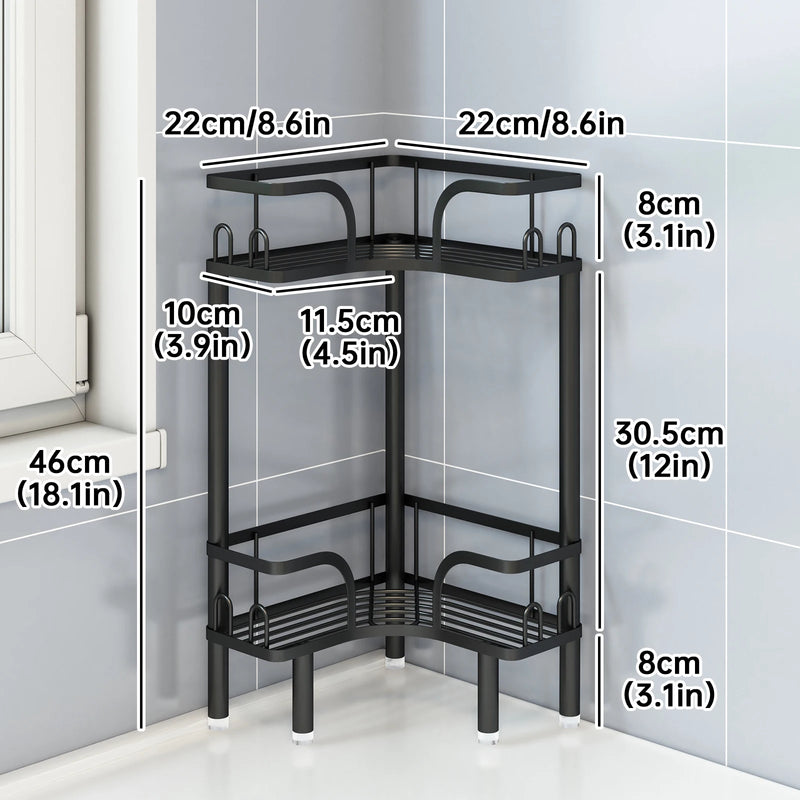 Étagère d'Angle Salle de Bain Métal sur Pied, 2 à 4 Niveaux