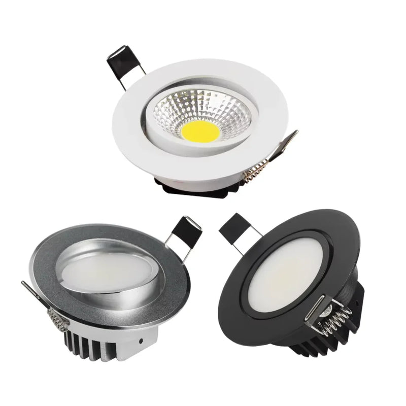 Spot LED Encastrable Cuisine Orientable COB, Blanc, Argent ou Noir, 5 à 12 W