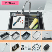 Évier de Cuisine Inox Multifonction 1 Bac 75 cm