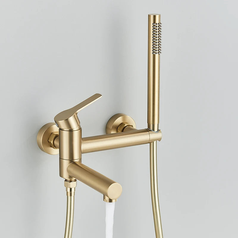 Mitigeur Bain Douche Mural avec Douchette, Bec Pivotant, 3 Finitions