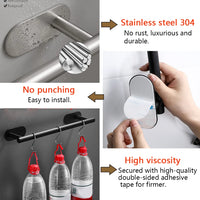 Accessoires Salle de Bain Adhésifs Sans Perçage Noir, Doré ou Argent à la Pièce, 24 Articles
