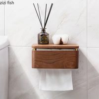 Porte-Papier Toilette et Boîte à Mouchoirs Murale en Bois, 4 Formats
