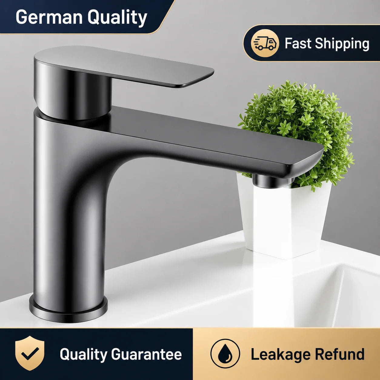 Mitigeur Lavabo Inox Noir Mat Poignée Unique