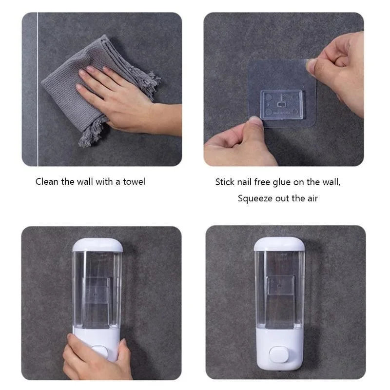 Distributeur de Savon Mural à Bouton Poussoir Blanc, 1 ou 2 Réservoirs