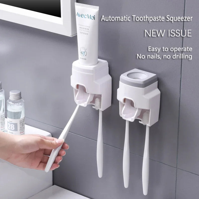 Distributeur de Dentifrice Automatique Mural Sans Perçage, Rose, Blanc ou Bleu