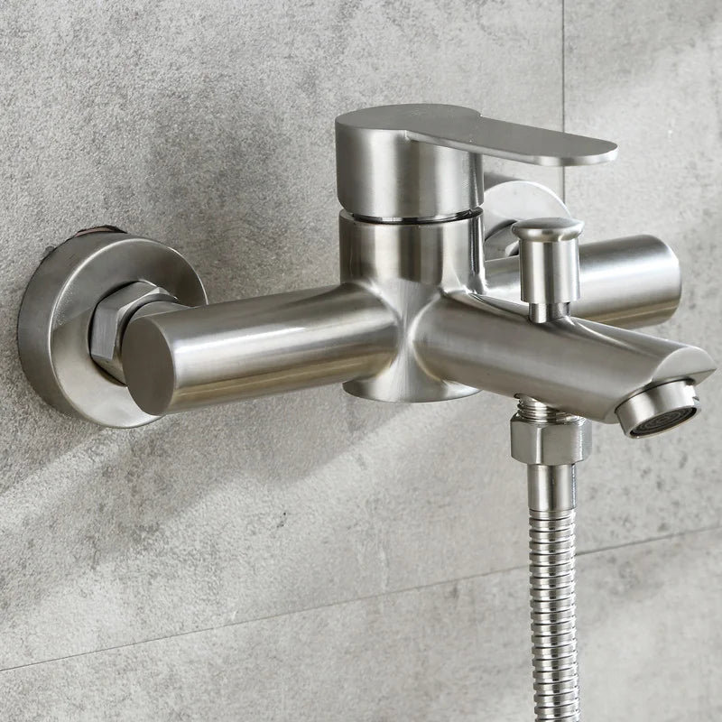 Robinet de Baignoire Mural Bain-Douche Inox 304 Noir ou Brossé
