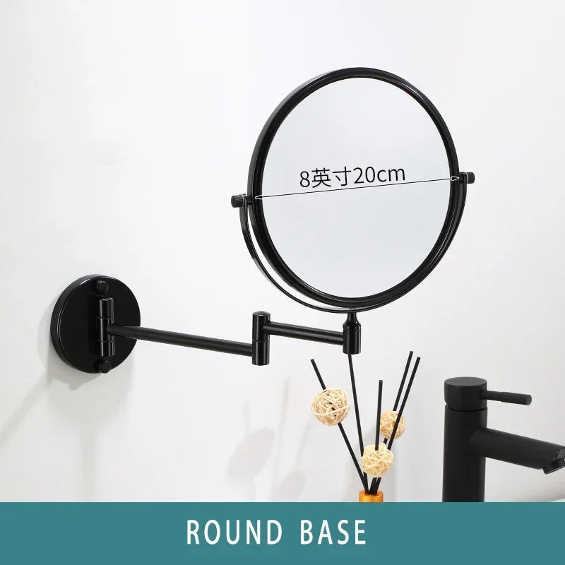 Miroir Grossissant Mural Noir Double Face Bras Extensible 20 cm