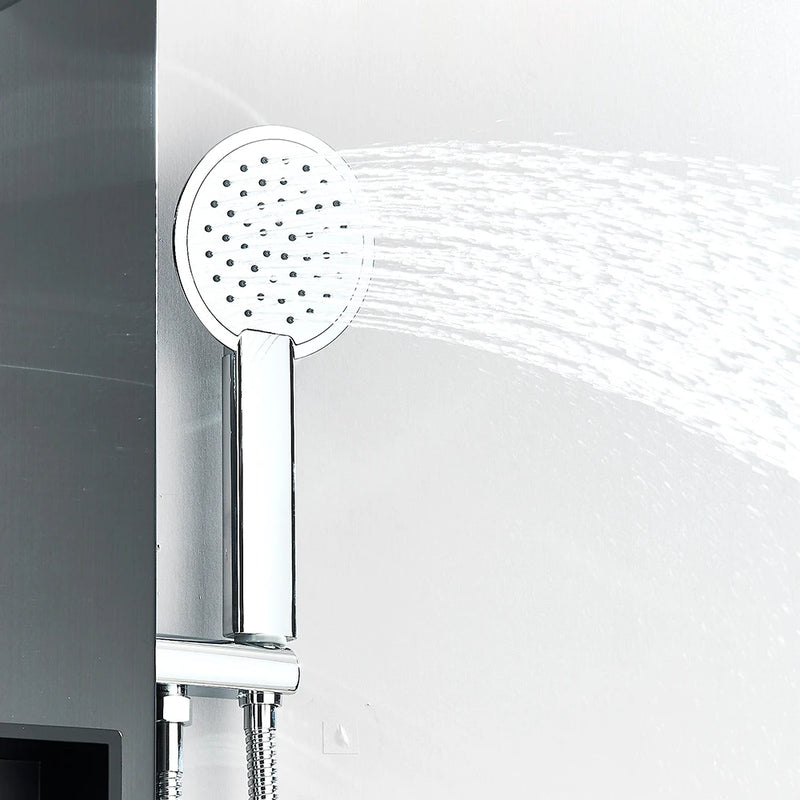 Colonne de Douche avec Niche, Pommeau Pluie Rond et Jets de Massage