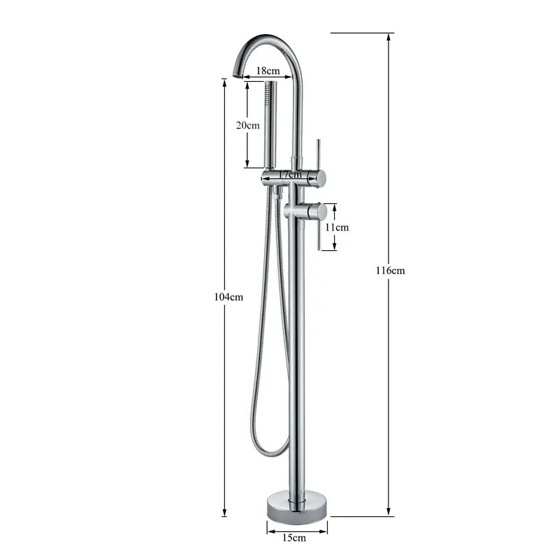 Robinet de Baignoire sur Pied Noir Mat Bec Pivotant