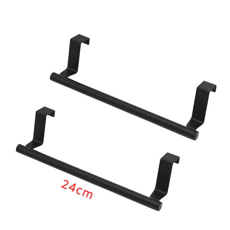 Porte-Serviette Noir pour Porte de Placard sans Perçage 24 ou 36 cm