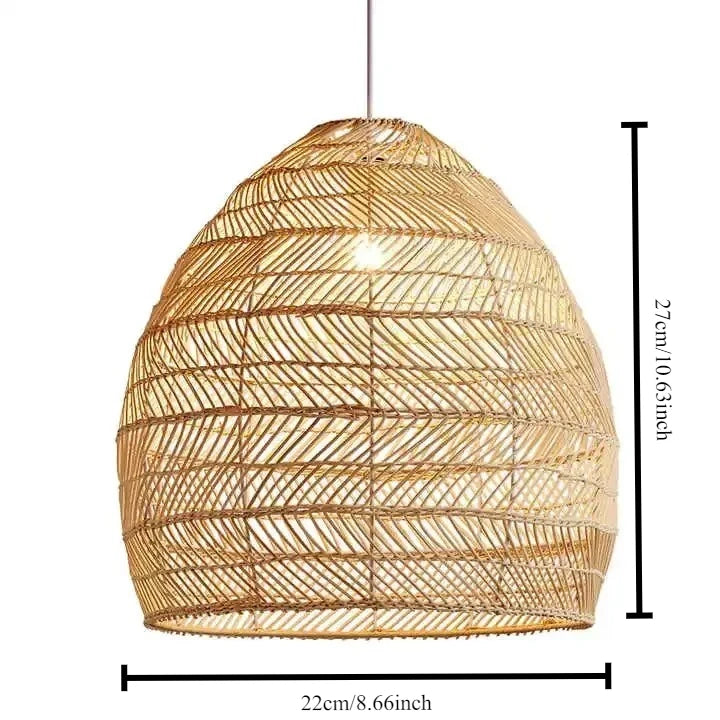 Suspension Cuisine en Rotin Tressé Main, Abat-Jour 22 ou 50 cm