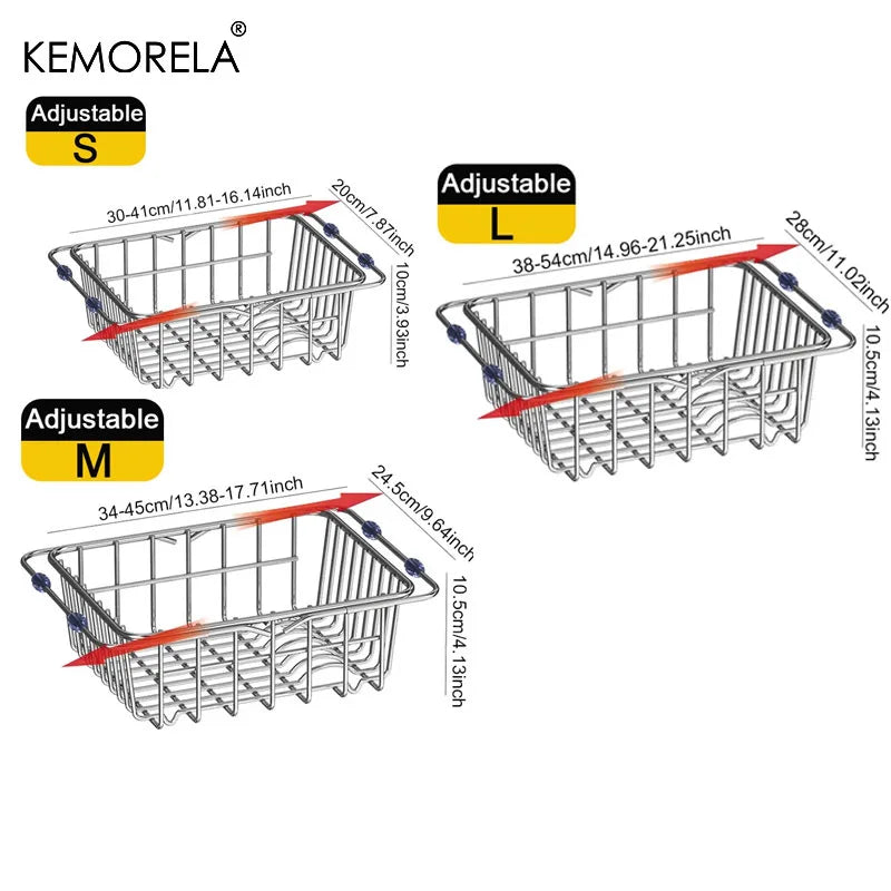 Égouttoir à Vaisselle Extensible en Inox pour Évier, 3 Tailles