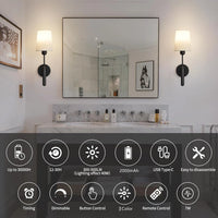 Applique Salle de Bain Sans Fil Rechargeable Noire avec Télécommande