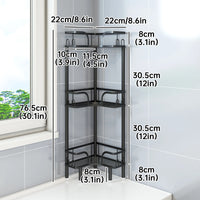 Étagère d'Angle Salle de Bain Métal sur Pied, 2 à 4 Niveaux