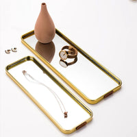 Plateau Miroir Doré Ovale ou Rectangulaire de 30 à 35 cm