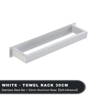 Porte-Serviette Adhésif sans Perçage Blanc ou Noir Mat en 3 Longueurs