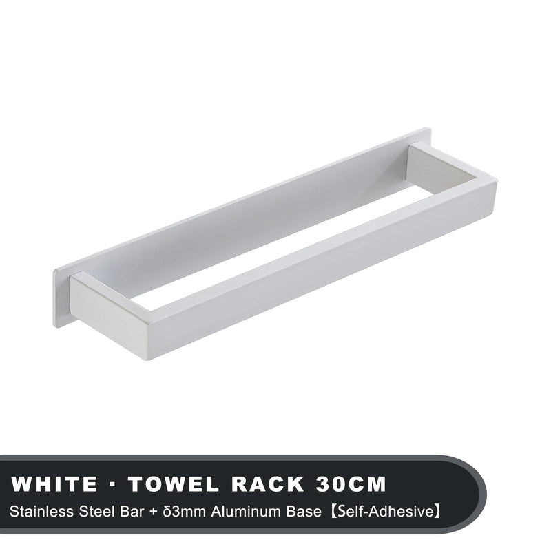 Porte-Serviette Adhésif sans Perçage Blanc ou Noir Mat en 3 Longueurs