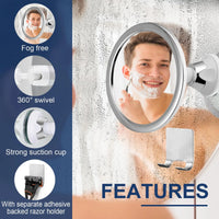 Miroir Anti-Buée Salle de Bain Rond Ventouse Pivotant 360°