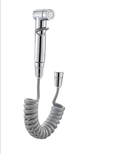 Robinet d'Angle Double Sortie, Douchette WC en Option, Noir Chromé Gris
