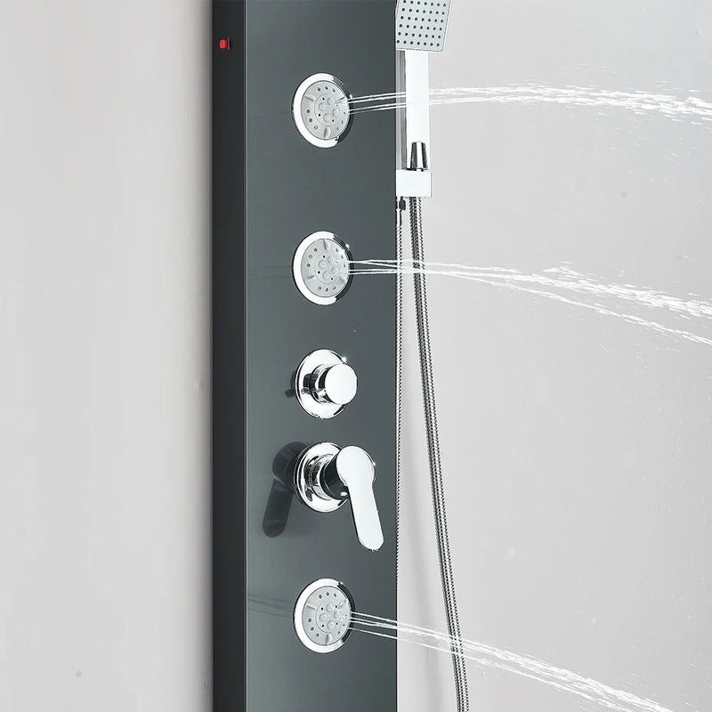 Colonne de Douche LED Cascade et Pluie avec Mitigeur et Jets de Massage