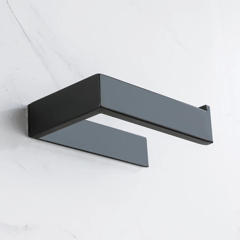 Porte-Papier Toilette Sans Perçage Noir Mat Carré