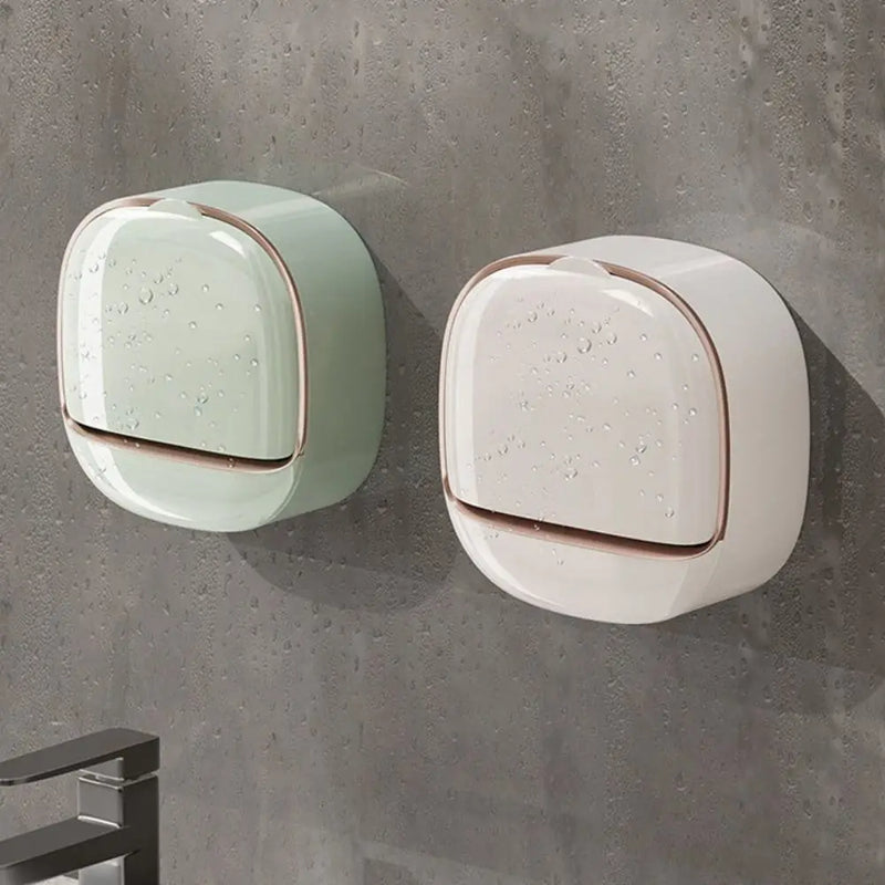 Porte-Savon Mural à Couvercle et Drainage, Vert, Blanc ou Beige, 2 Formats