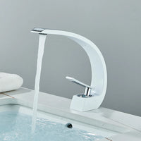 Mitigeur Lavabo Monotrou Courbé en Laiton, 6 Finitions