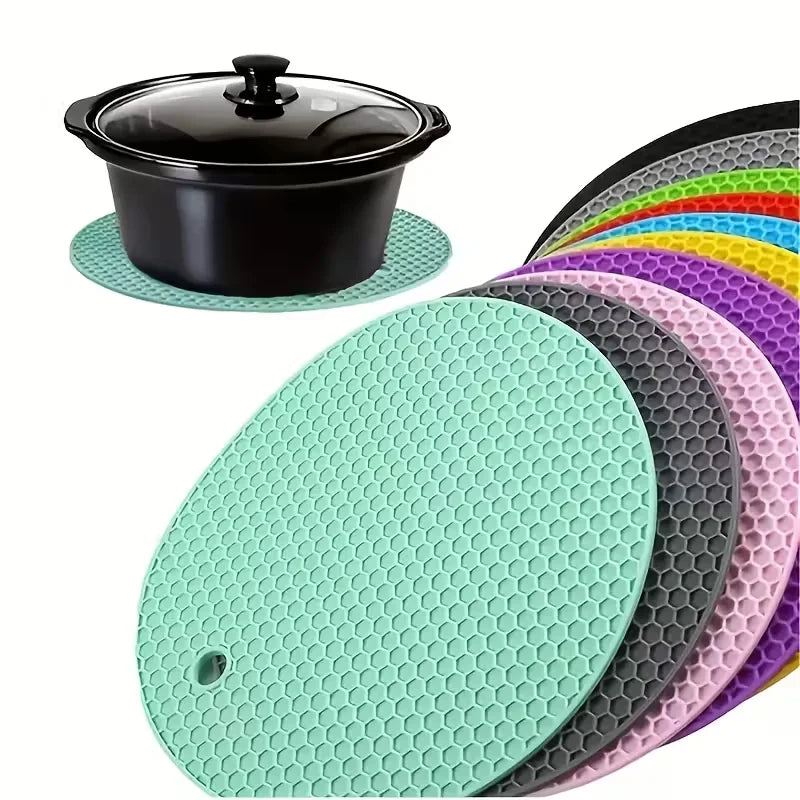Dessous de Plat Silicone Rond, Lot de 4, Nid d'Abeille 17 cm